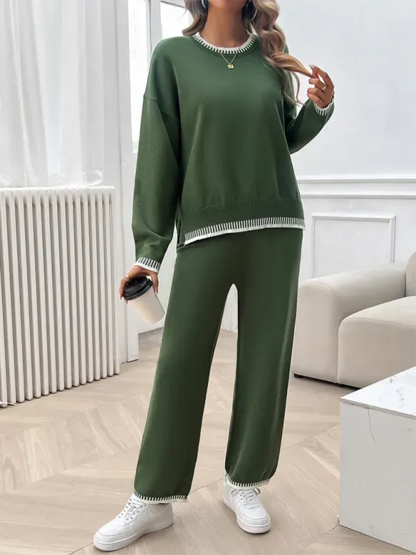 Relaxed Women Casual Knit Two-Piece Set