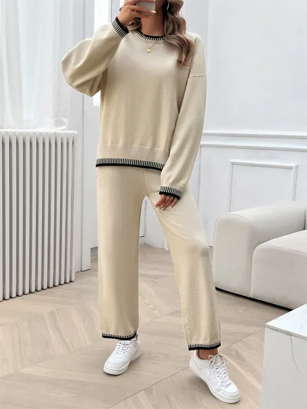 Relaxed Women Casual Knit Two-Piece Set