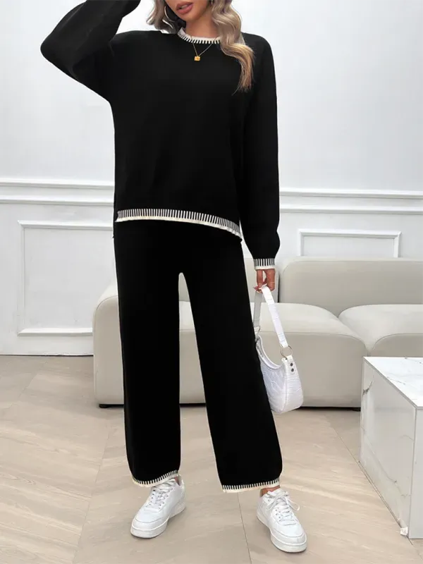Relaxed Women Casual Knit Two-Piece Set