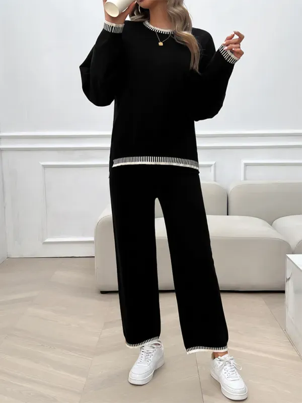Relaxed Women Casual Knit Two-Piece Set