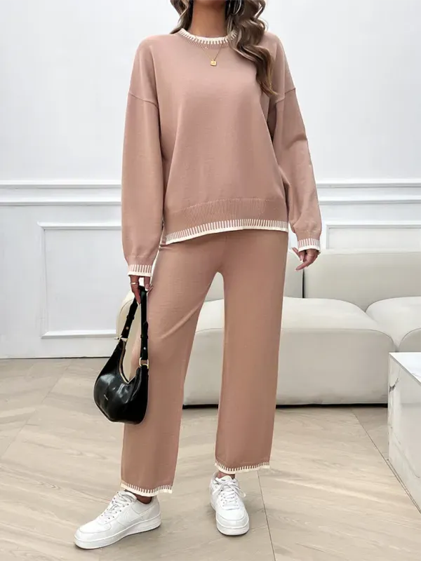 Relaxed Women Casual Knit Two-Piece Set