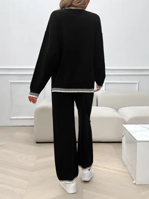 Relaxed Women Casual Knit Two-Piece Set