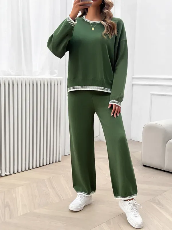 Relaxed Women Casual Knit Two-Piece Set
