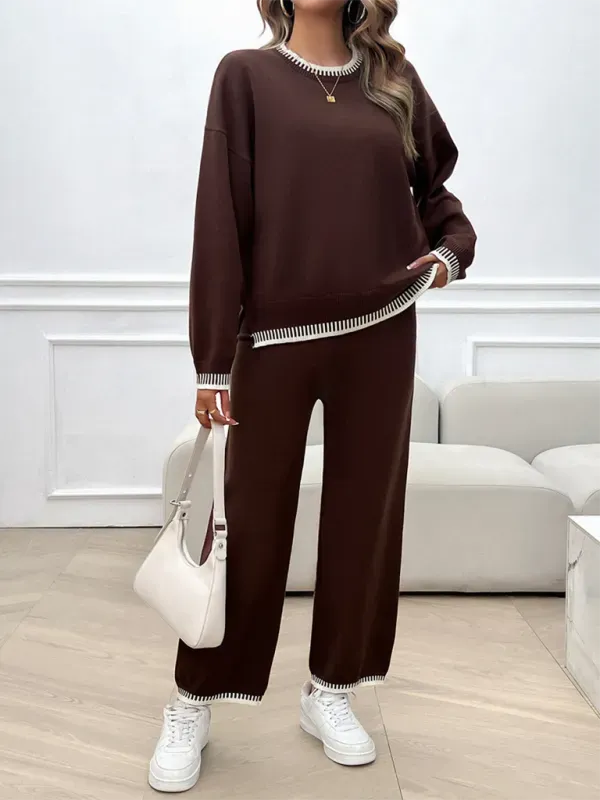 Relaxed Women Casual Knit Two-Piece Set