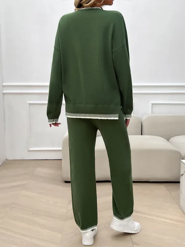 Relaxed Women Casual Knit Two-Piece Set