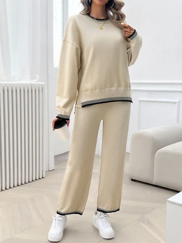 Relaxed Women Casual Knit Two-Piece Set