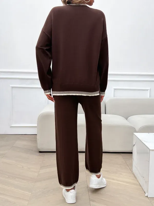 Relaxed Women Casual Knit Two-Piece Set