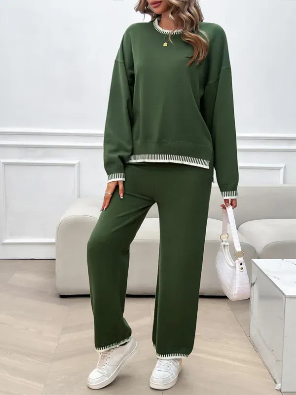Relaxed Women Casual Knit Two-Piece Set