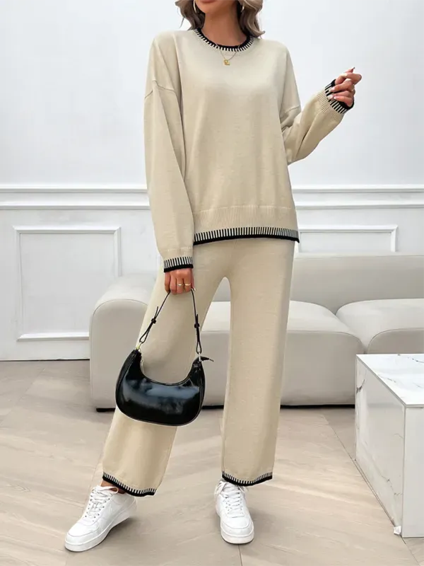 Relaxed Women Casual Knit Two-Piece Set