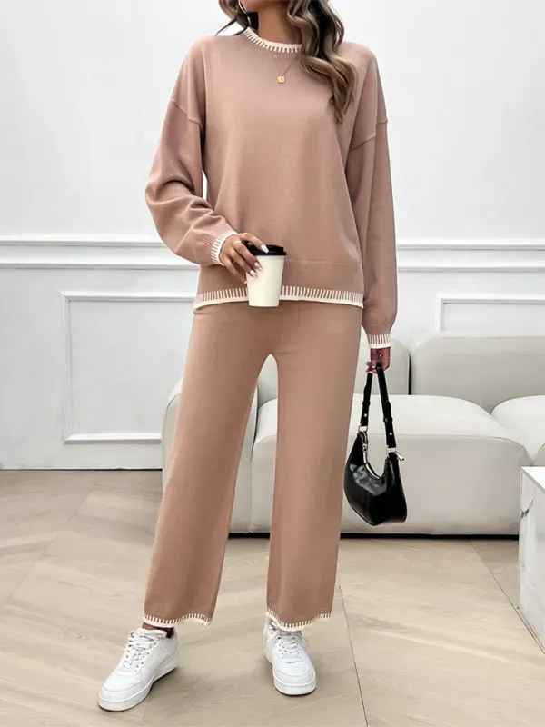 Relaxed Women Casual Knit Two-Piece Set