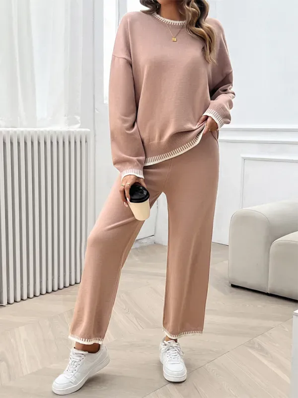 Relaxed Women Casual Knit Two-Piece Set