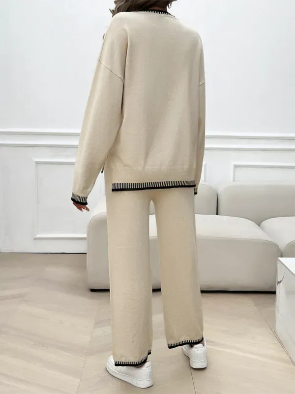 Relaxed Women Casual Knit Two-Piece Set