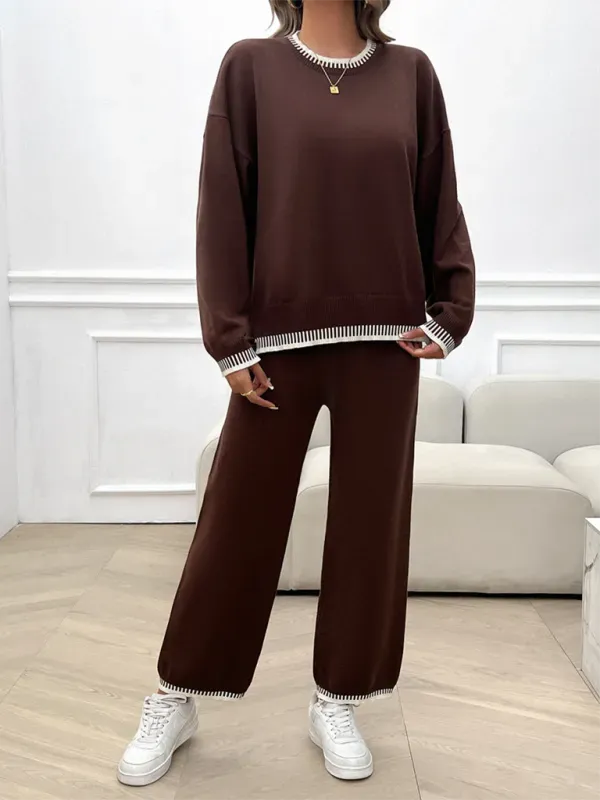 Relaxed Women Casual Knit Two-Piece Set