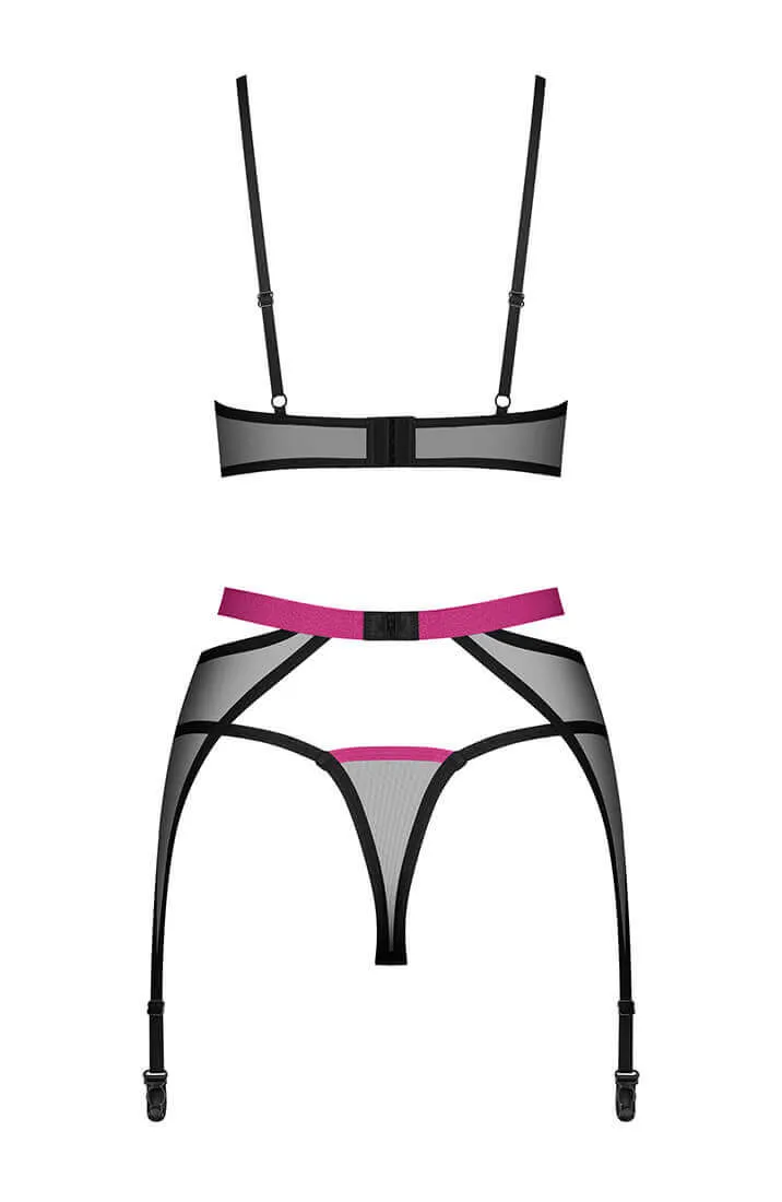 Sheer black 3 pc lingerie set - Let's Get Serious