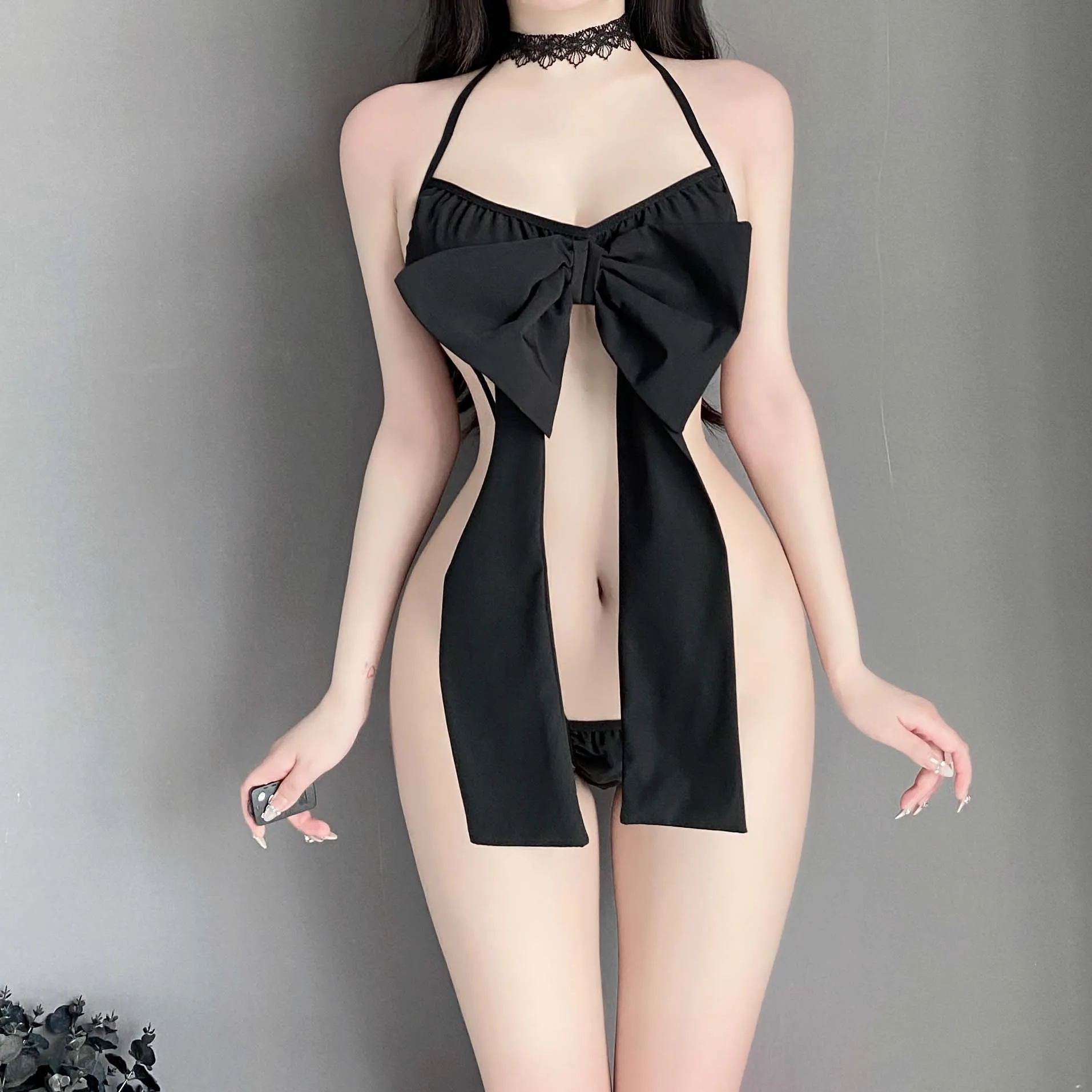 T-2063 Large bow sexy three-point lingerie