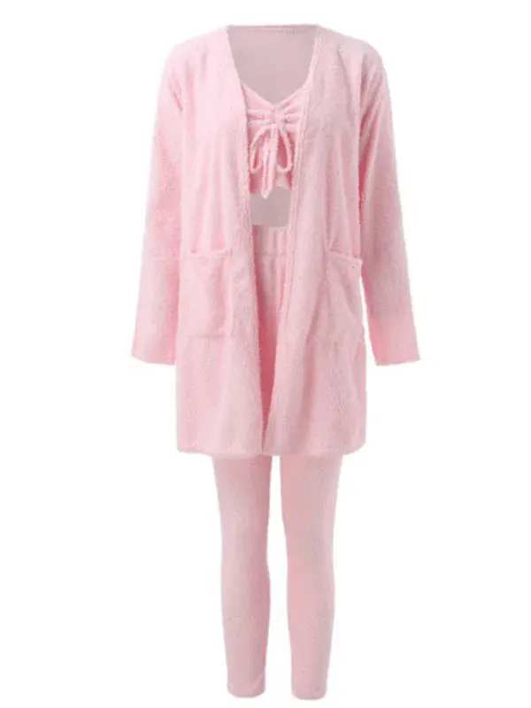 Trendy Women Casual Fleece Three-Piece Pants Set