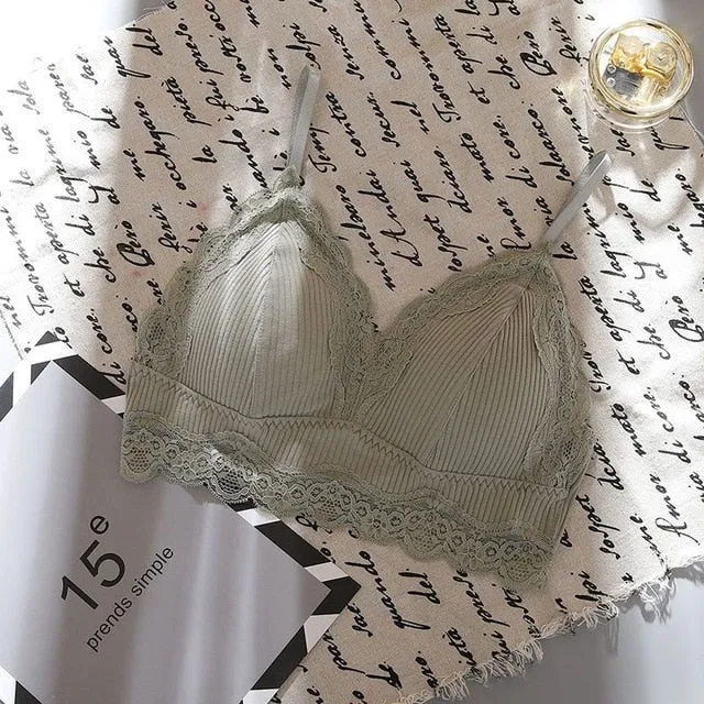 Women Lace Wireless Padded Seamless Bra Sexy Bra Cotton Lingerie Breathable Underwear
