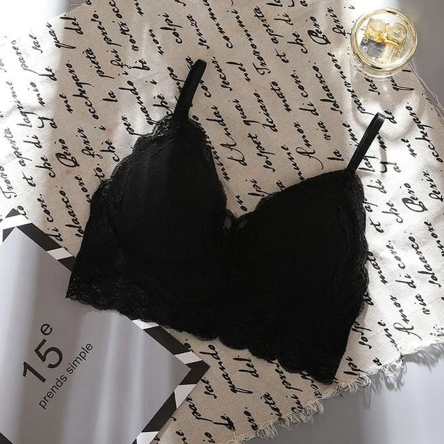 Women Lace Wireless Padded Seamless Bra Sexy Bra Cotton Lingerie Breathable Underwear