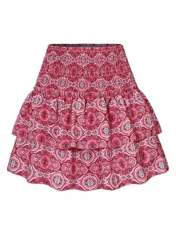 Women's Fashion Ruffled Floral Pleated Skirt