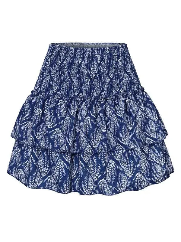 Women's Fashion Ruffled Floral Pleated Skirt