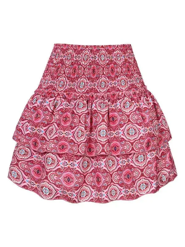 Women's Fashion Ruffled Floral Pleated Skirt