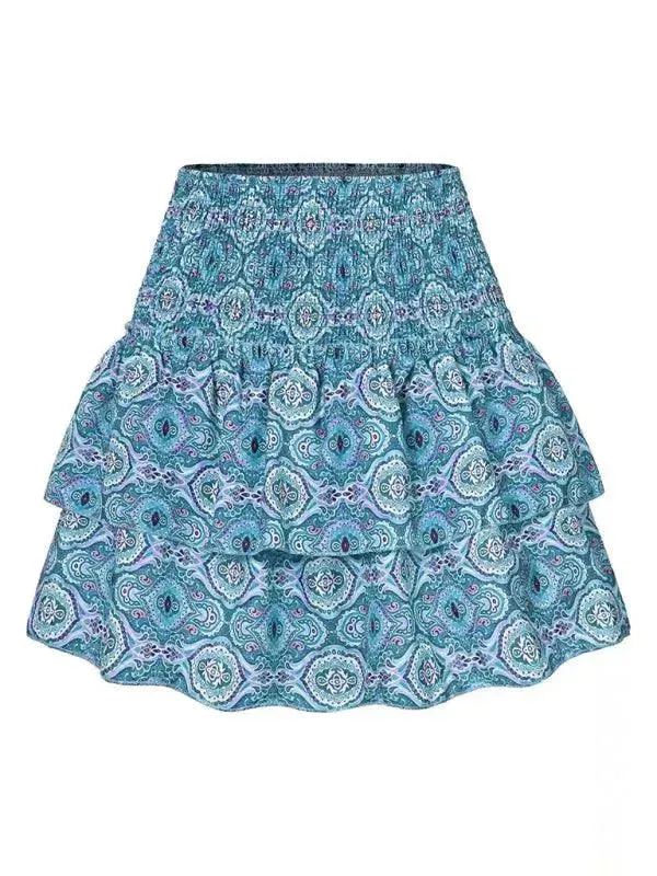 Women's Fashion Ruffled Floral Pleated Skirt
