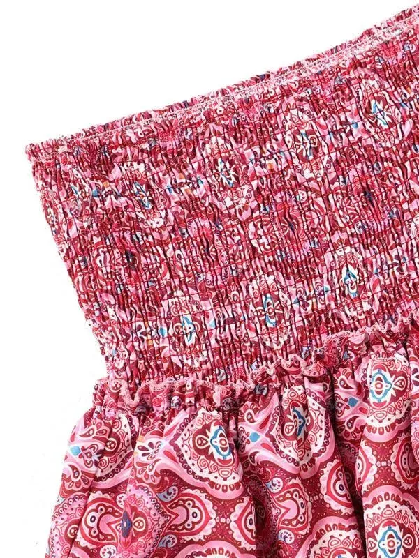 Women's Fashion Ruffled Floral Pleated Skirt