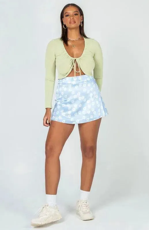 Women's High Waist Satin Printed A-Line Mini Skirt