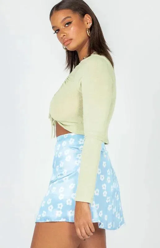 Women's High Waist Satin Printed A-Line Mini Skirt