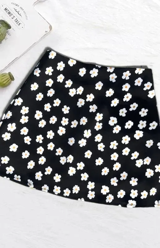 Women's High Waist Satin Printed A-Line Mini Skirt