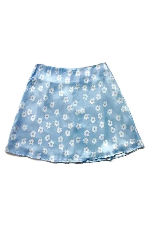 Women's High Waist Satin Printed A-Line Mini Skirt