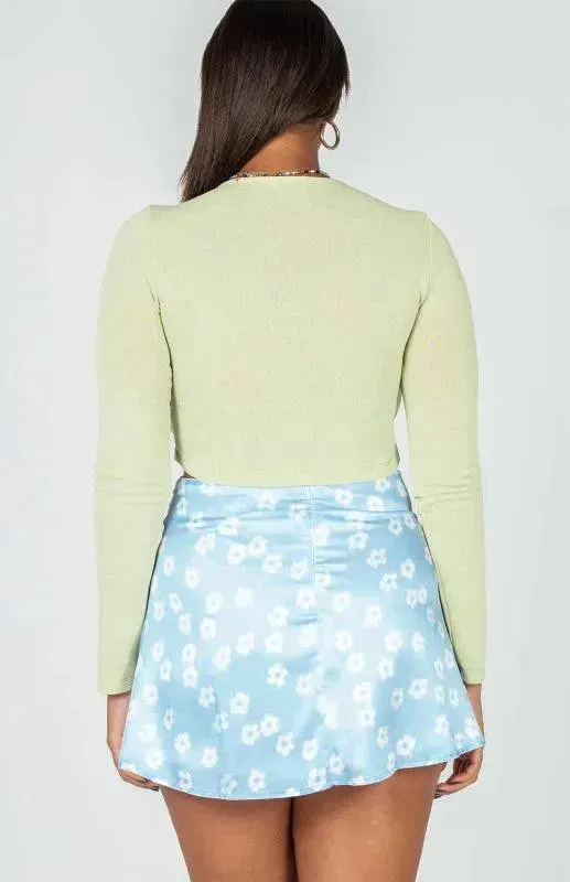 Women's High Waist Satin Printed A-Line Mini Skirt
