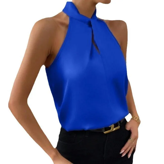 Women's Satin Halter Sleeveless Vest